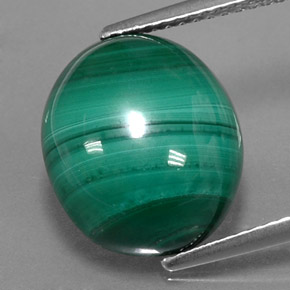 Malaquita verde natural 10,31ct, corte oval, opaco