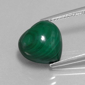 Malaquita verde natural 7,65ct, formato de coração, opaco