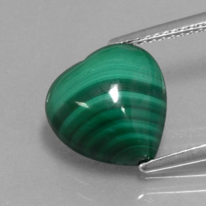 Malaquita verde natural 7,34ct, formato de coração, opaco