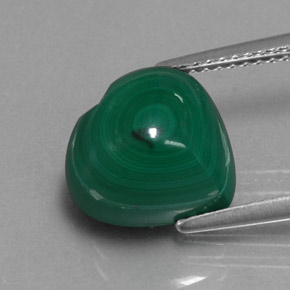 Malaquita verde natural 7,41ct, formato de coração, opaco