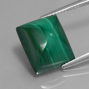 Malaquita verde natural 12,49ct, baguete, opaco