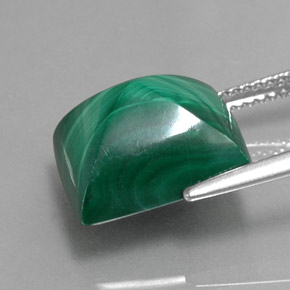 Malaquita verde natural 12,49ct, baguete, opaco
