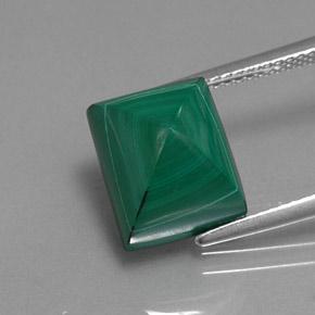 Malaquita verde natural 10,87ct, baguete, opaco