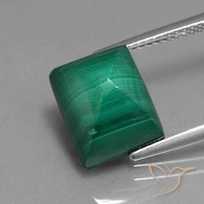 Malaquita verde natural 9,78ct, baguete, opaco