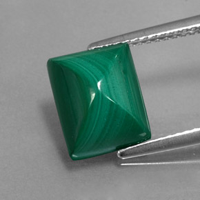 Malaquita verde natural 5,66ct, baguete, opaco