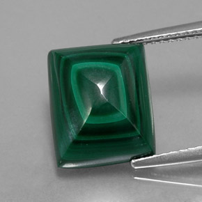 Malaquita verde natural 9,15ct, baguete, opaco