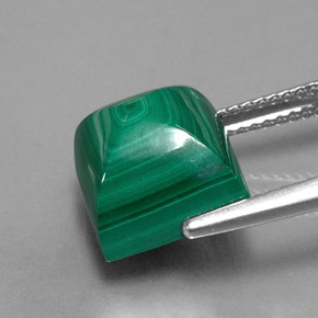 Malaquita verde natural 9,86ct, quadrado, opaco