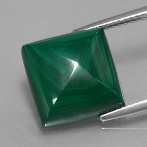 Malaquita verde natural 12,37ct, quadrado, opaco