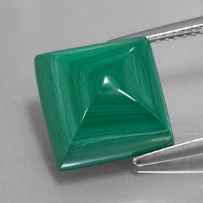 Malaquita verde natural 11,21ct, quadrado, opaco