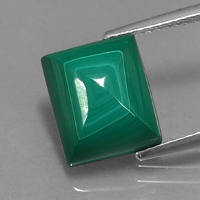 Malaquita verde natural 6,19ct, baguete, opaco