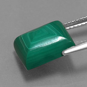 Malaquita verde natural 6,19ct, baguete, opaco