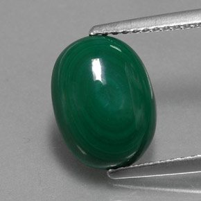 Malaquita verde natural 4,40ct, corte oval, opaco