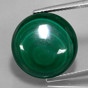Malaquita verde natural 15,28ct, corte redondo, opaco