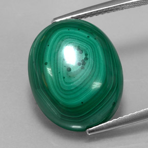 Malaquita verde natural 17,27ct, corte oval, opaco