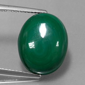 Malaquita verde natural 13,11ct, corte oval, opaco