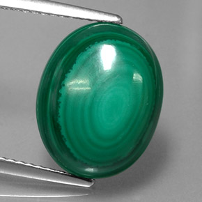 Malaquita verde natural 9,57ct, corte oval, opaco