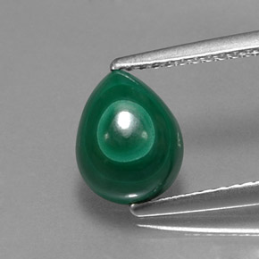 Malaquita verde natural 3,08ct, formato de pêra, opaco