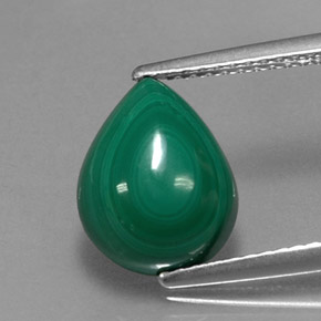 Malaquita verde natural 4,09ct, formato de pêra, opaco