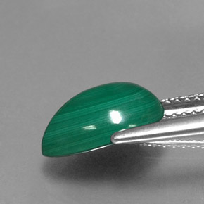 Malaquita verde natural 4,09ct, formato de pêra, opaco