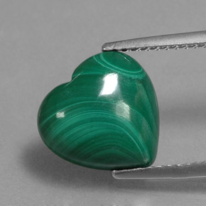 Malaquita verde natural 5,72ct, formato de coração, opaco