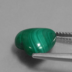 Malaquita verde natural 5,72ct, formato de coração, opaco