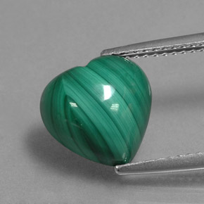 Malaquita verde natural 5,81ct, formato de coração, opaco