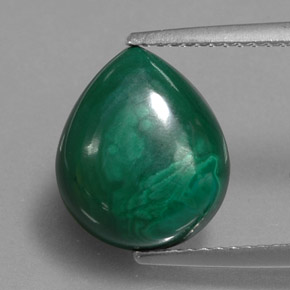 Malaquita verde natural 5,58ct, formato de pêra, opaco
