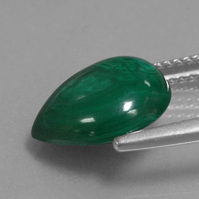 Malaquita verde natural 5,58ct, formato de pêra, opaco