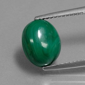 Malaquita verde natural 4,25ct, corte oval, opaco