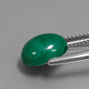 Malaquita verde natural 4,25ct, corte oval, opaco