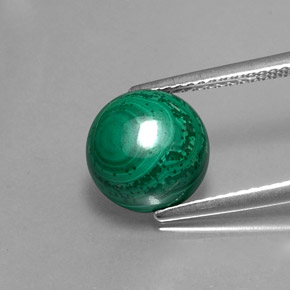 Malaquita verde natural 5,27ct, corte redondo, opaco