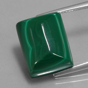 Malaquita verde natural 21,76ct, baguete, opaco