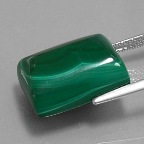 Malaquita verde natural 21,76ct, baguete, opaco