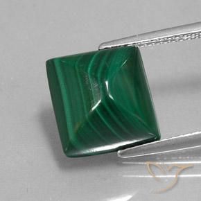 Malaquita verde natural 9,85ct, quadrado, opaco