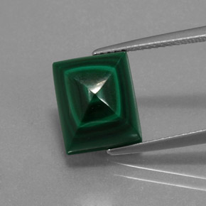 Malaquita verde natural 8,63ct, baguete, opaco