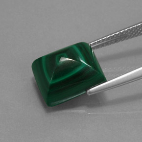 Malaquita verde natural 8,63ct, baguete, opaco