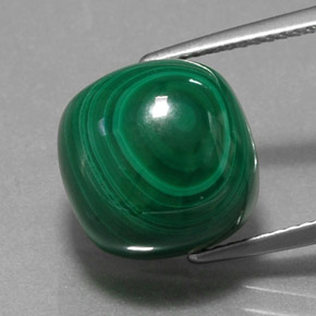 Malaquita verde natural 15,44ct, almofada cortada, opaco