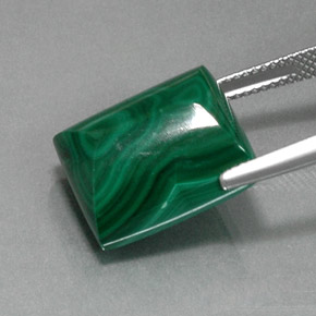 Malaquita verde natural 22,88ct, baguete, opaco
