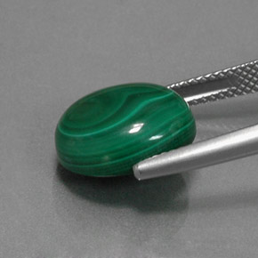 Malaquita verde natural 9,57ct, corte oval, opaco