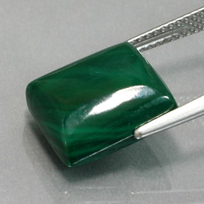 Malaquita verde natural 11,12ct, baguete, opaco