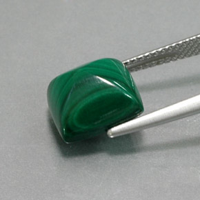 Malaquita verde natural 7,56ct, baguete, opaco