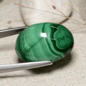 Malaquita verde natural 39,18ct, corte oval, opaco