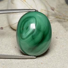 Malaquita verde natural 32,84ct, corte oval, opaco
