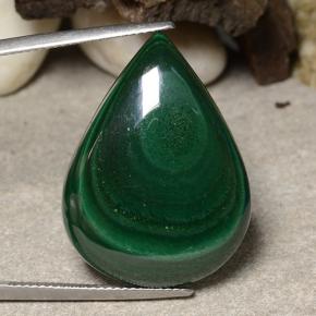 Malaquita verde natural 36,65ct, formato de pêra, opaco