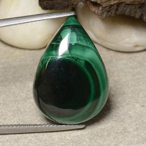 Malaquita verde natural 26,48ct, formato de pêra, opaco