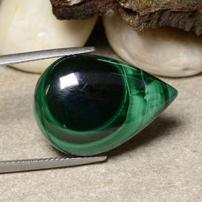Malaquita verde natural 26,48ct, formato de pêra, opaco