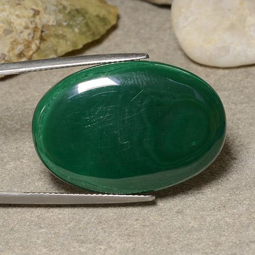 Malaquita Verde médio Natural 39.90ct, Corte Oval, Opaco