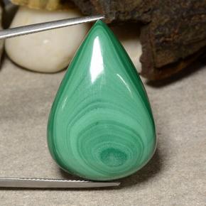 Malaquita verde natural 53,85ct, formato de pêra, opaco
