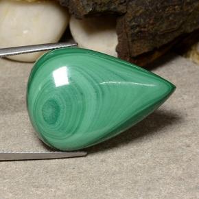 Malaquita verde natural 53,85ct, formato de pêra, opaco