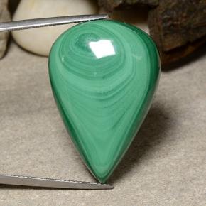 Malaquita verde natural 53,85ct, formato de pêra, opaco
